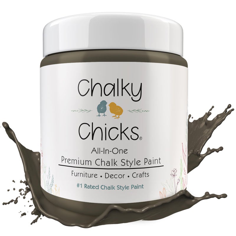 Chalky Chicks All-in-One Chalk Paint for Furniture or Cabinet - 16 Fl Oz - Matte Finish Beachwood (Brown/Gray) for Metal, Wood Furniture Paint - No Sanding All-in-One for Home Decor & Crafts, USA Made - Image 1